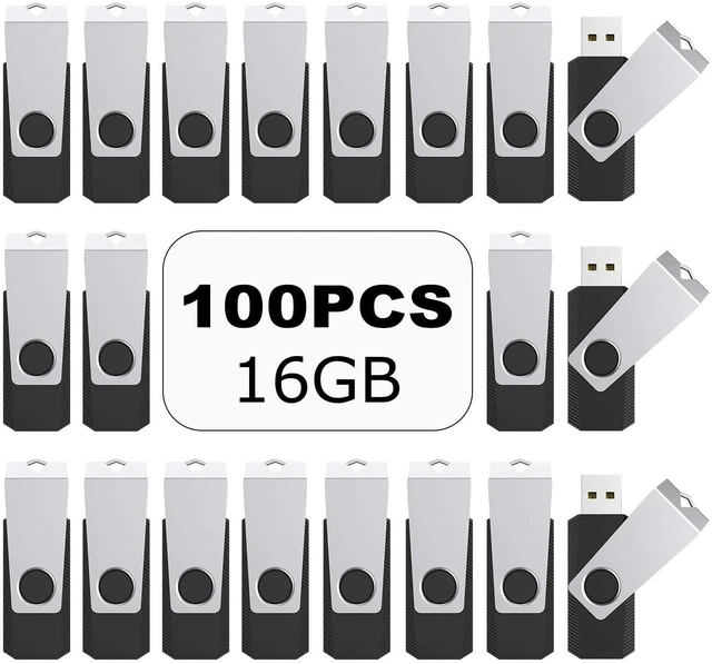 Main image of TOPESEL 100PCS 16GB Bulk USB 2.0 Flash Drive Swivel Memory Stick Thumb Drives Pen Drive (16G, 100 Pack, Black)