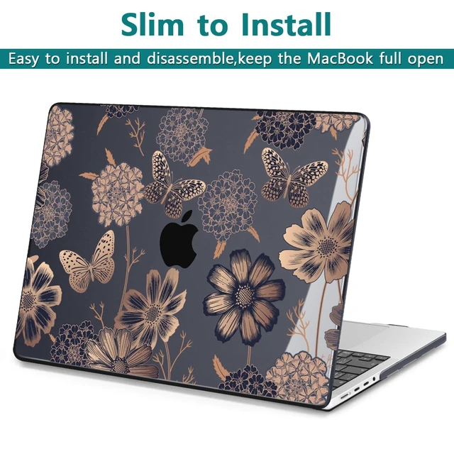 Alt view image 3 of 5 - Teryeefi Case for MacBook Pro 14 Inch M5 M4 M3 M2 M1 (2021-2025 2026) Model A3427/A3426/A3434/A3112/A3401/A3185/A2918/A2992/A2779/A2442, Flower & Butterfly