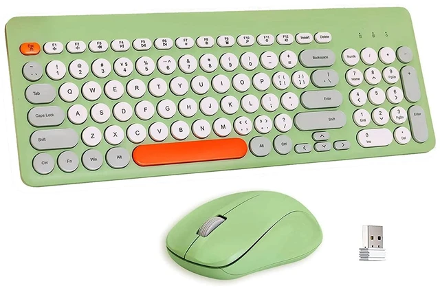 Main image of Wireless Keyboard and Mouse Combo,JieruiDeng 2.4Ghz USB Cordless Full-Sized Colorful Keyboard with Numeric Keypad and Noisless Mice Set for Computer Laptop PC Gamer (Grey-Green)