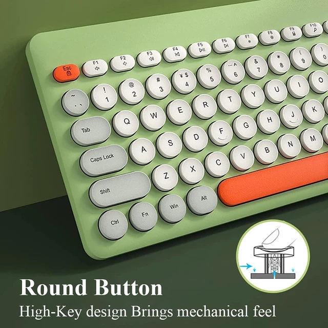 Alt view image 5 of 5 - Wireless Keyboard and Mouse Combo,JieruiDeng 2.4Ghz USB Cordless Full-Sized Colorful Keyboard with Numeric Keypad and Noisless Mice Set for Computer Laptop PC Gamer (Grey-Green)