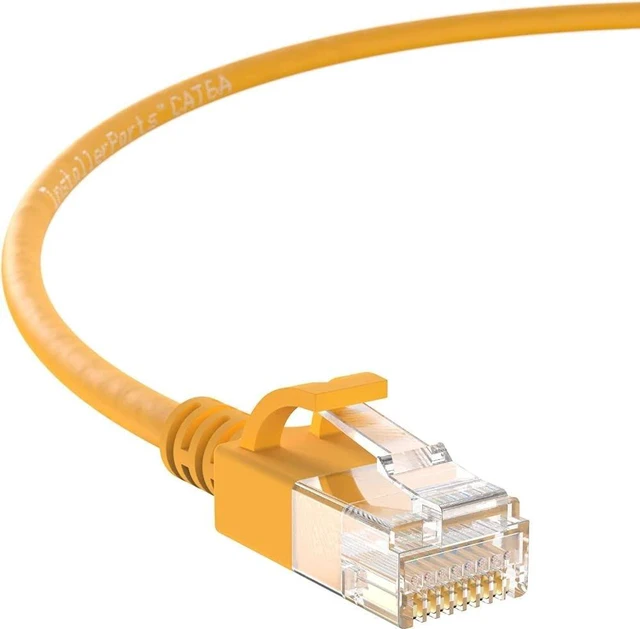 Main image of InstallerParts Ethernet Cable CAT6A Slim Cable UTP Booted 7 FT (10 Pack) - Yellow - Professional Series - 10Gigabit/Sec Network/High Speed Internet Cable, 550MHZ, 28AWG