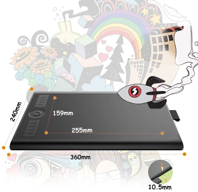 Alt view image 5 of 5 - GAOMON M10K PRO Graphics Drawing Tablet, 10x6.25, Tilt & Radial, 10 Keys
