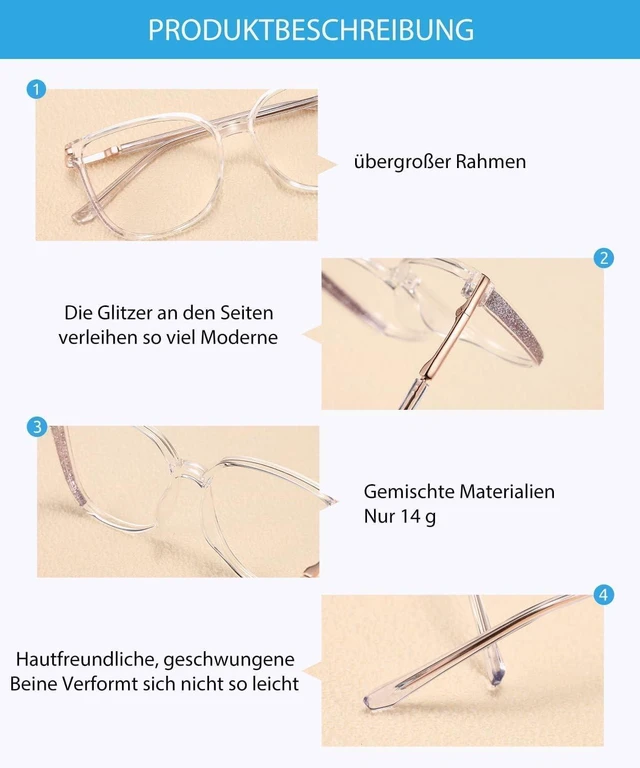 Alt view image 4 of 5 - Firmoo Blue Light Glasses for Women/Men, Computer Blue Light Blocking - Lightweight TR90 Square Frames Clear
