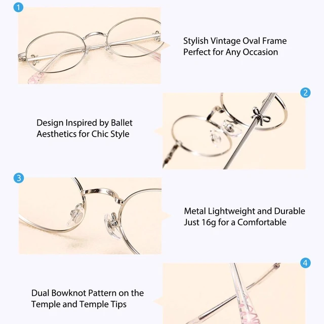 Alt view image 5 of 5 - Firmoo Oval Blue Light Blocking Glasses Anti Eyestrain Bluelight Glasses for Woman, TV Phone Computer Gaming Eyeglasses Silver