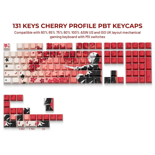 Alt view image 2 of 5 - XVX Japanese Anime Keycaps, Double Shot PBT Keycap Set, Shine Through Keyboard Keycaps, Cherry Profile Dye-Sub Key Caps for Mechanical Keyboards with MX Switches