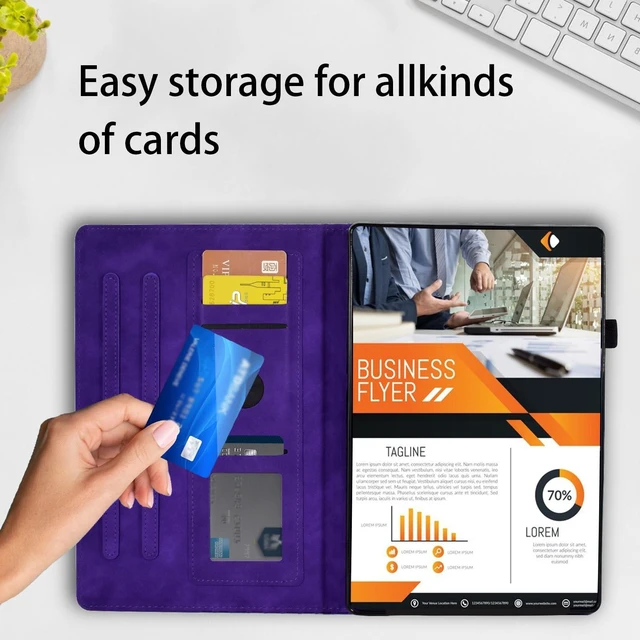 Alt view image 5 of 5 - Varohix Case for Samsung Galaxy Tab S10+ Plus 2024 / S9 FE+ Plus/ S9+ Plus 12.4 Inch 2023 Magnetic Multi-Angle Leather Folio Stand Shell Folio with Card Holder Galaxy Tab S9+/S9 FE+ - Purple
