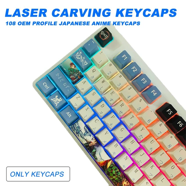 Alt view image 2 of 5 - Hokeyio Japanese Anime Demon Slayer Keycaps 108 PBT Dye Sublimation OEM Profile for Cherry Mx Gateron Kailh Switch Mechanical Keyboard Colorful (Only keycaps)