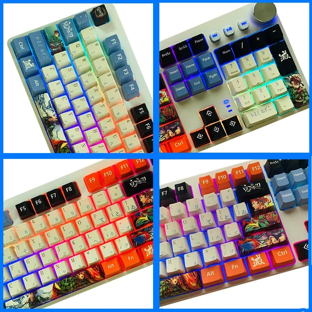 Alt view image 4 of 5 - Hokeyio Japanese Anime Demon Slayer Keycaps 108 PBT Dye Sublimation OEM Profile for Cherry Mx Gateron Kailh Switch Mechanical Keyboard Colorful (Only keycaps)