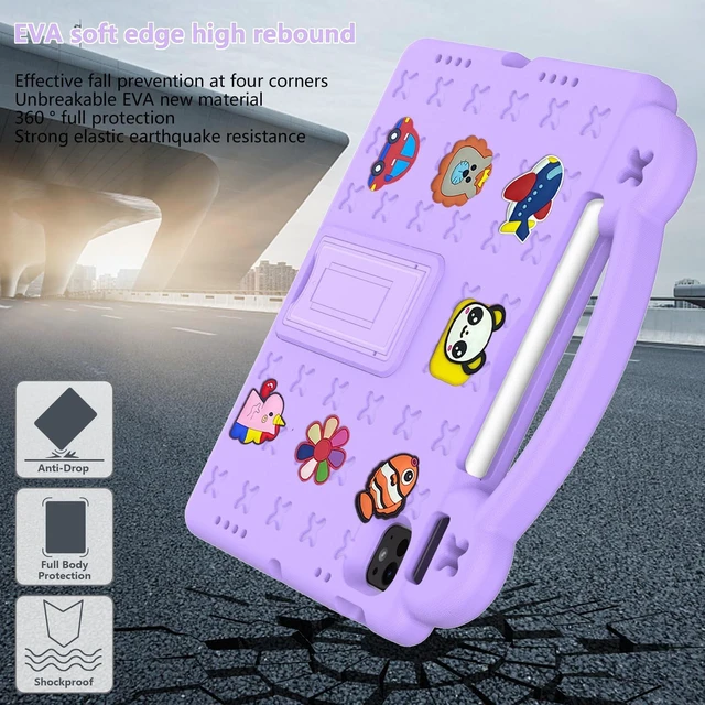 Alt view image 4 of 5 - UUcovers for iPad Air 11 inch Kids Case M3/M2 (2025/2024) & iPad Pro 11 Inch M4 Case 2024 with Pencil Holder/Handle/Kickstand Cute DIY Soft Shockproof Stand Lightweight Tablet Cover, Light Purple Bear