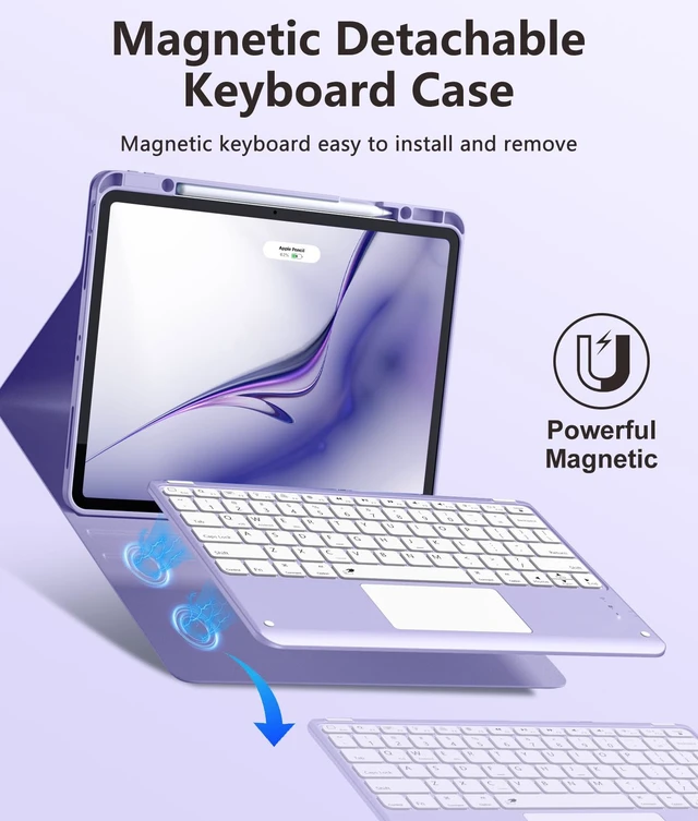 Alt view image 4 of 5 - Harvopu for iPad Air 13 Inch (M4/M3/M2) & Pro 12.9 Case with Keyboard