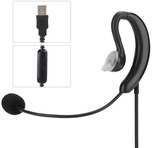 Alt view image 2 of 5 - Tbest Headsets,Computer Headset with Microphone 1 Ear USB Compact Wired Over for Pc One Open Headsets Ear Hook Headset USB Headphone Computer Notebook Accessory for Qq