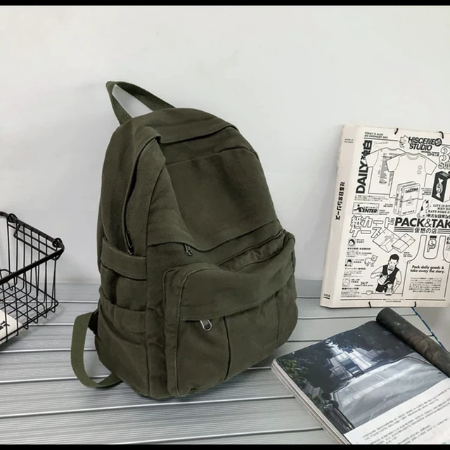 Alt view image 2 of 5 - Laptop Backpack for Women Travel Canvas Backpack for Women Vintage Green Aesthetic Backpack for School