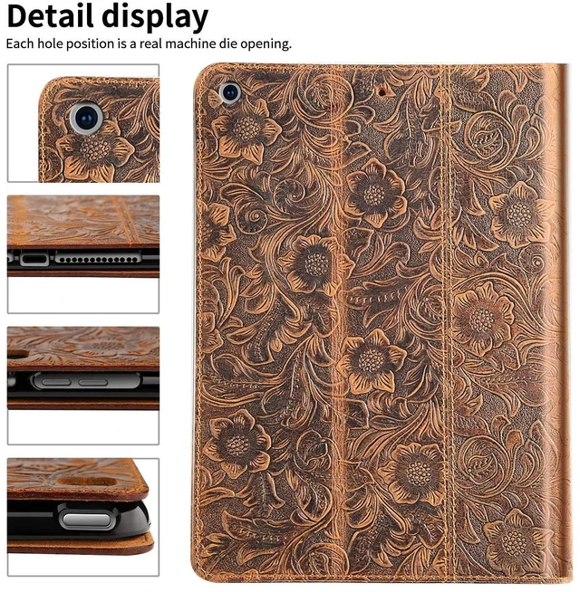 Alt view image 3 of 5 - Gexmil Leather Case for iPad mini 7.9",5th/4th/3rd/2nd/1st Gen,Brown Floral