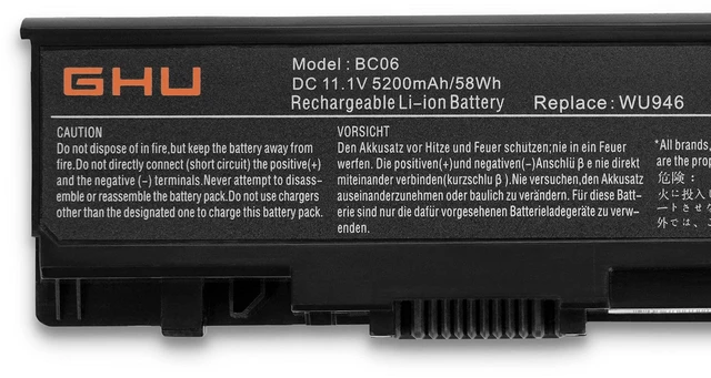 Alt view image 3 of 5 - GHU New 6 Cells Battery 58 Wh Replacement for WU946 KM958 312-0701 312-0702 KM901 KM905 MT264 MT276 MT277 RM803 WU960 RM855 Compatible for Dell Studio 1535 1536 1537 1555 1557 1558 PP33L PP39L