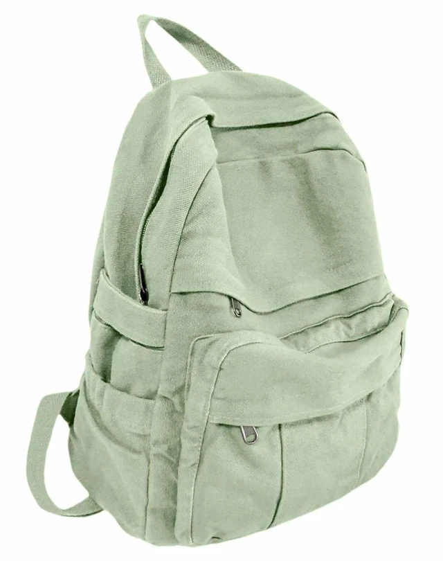 Main image of GAMLFL Sage Green Canvas Backpack for Women Retro Aesthetic Rucksack Basic Backpack for High School/College Students Travel Laptop Bag