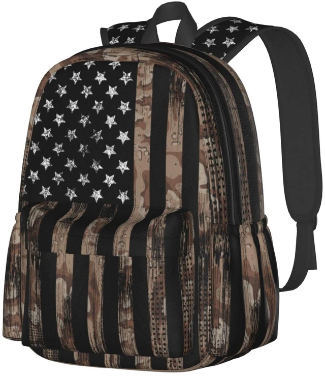 Main image of sunwarshile Camo Vintage American Flag Backpack Book Bags Lightweight Casual Laptop Backpacks Travel Daypack For Man Woman