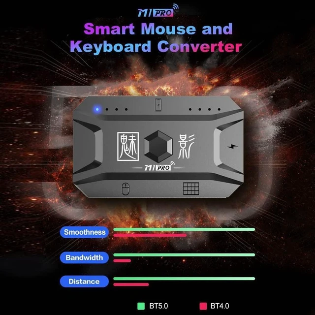 Alt view image 5 of 5 - HUIOP M1 Pro Keyboard and Mouse Converter Portable Mobile Gaming Keyboard and Mouse Adapter BT5.0 Connection Support Android iOS System with 25 Keys Single Handed Keyboard, Mouse, Mobile Phone Holder,