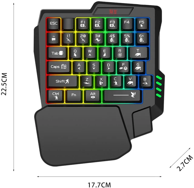 Alt view image 3 of 5 - HUIOP M1 Pro Keyboard and Mouse Converter Portable Mobile Gaming Keyboard and Mouse Adapter BT5.0 Connection Support Android iOS System with 25 Keys Single Handed Keyboard, Mouse, Mobile Phone Holder,