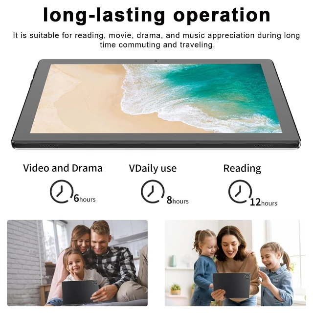 Alt view image 2 of 5 - HOTTABLET Tablet 10-inch Android 15, RAM 12GB(4+8Expand) +ROM 64GB, 2+8MP Dual Camera, 6000mAh Battery (Tablet+case+Stylus)(Black)