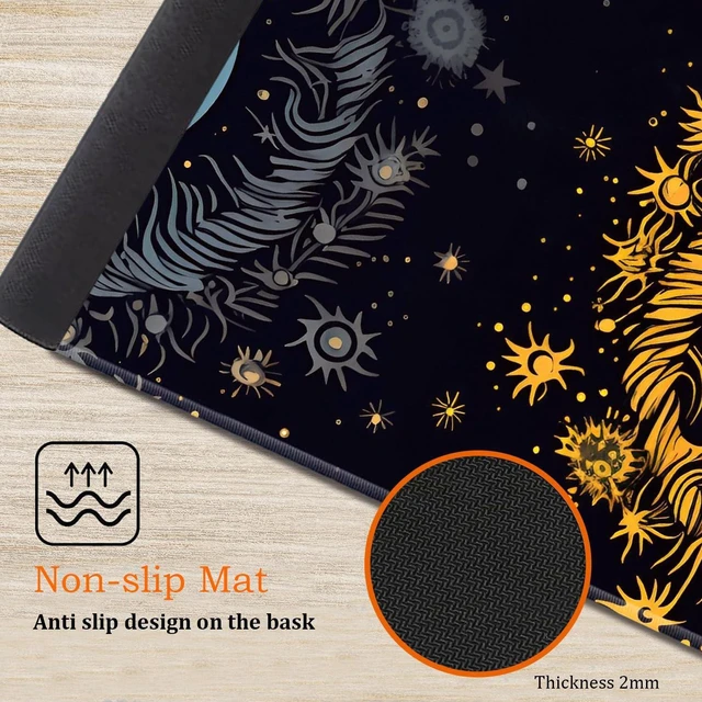 Alt view image 5 of 5 - Large Gaming Mouse Pad, Keyboard Wrist Rest Pad + Mouse Wrist Pad + Coaster 4 in 1 Set, Extended Waterproof Non-Slip Desk Mat, Suitable for Office Home Learning Games, Moon, Sun and Stars