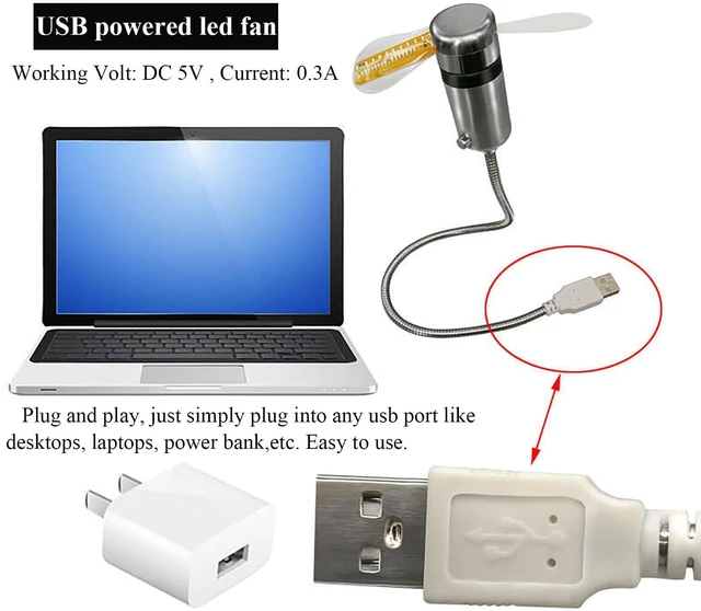 Alt view image 3 of 5 - Soseelnee USB Clock Fan with Real Time Display, Mini Portable Flexible Cooling Fans with Led Light for Home Office (2)