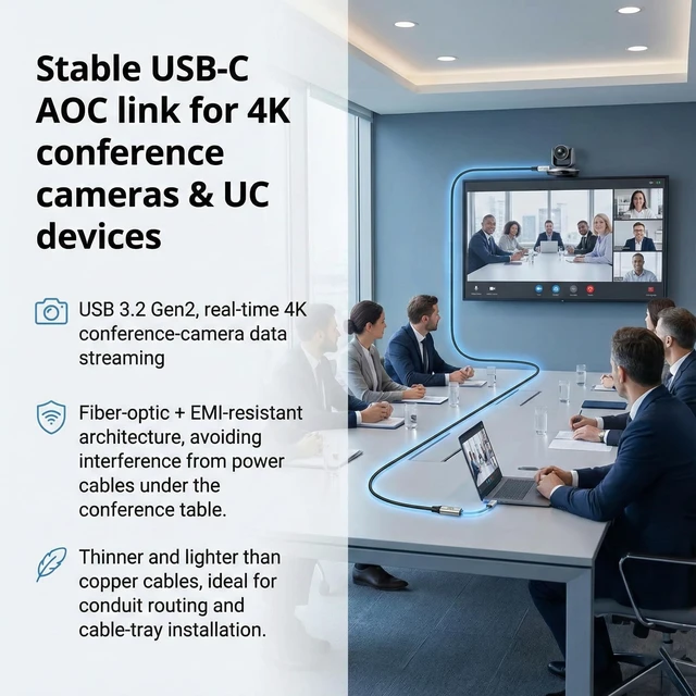 Alt view image 5 of 5 - DWLCWY Fiber Optic USB C Cable 50ft,10Gbps Active Optical USB-C Cable with EMI Shielding,Long-Distance Low-Latency for 4K Conference Cameras,Webcams