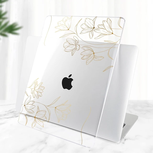 Alt view image 5 of 5 - TWOLSKOO for 2021 2020 2019 2018 MacBook Air 13 inch Case A2337 M1 A2179 A1932, Hard Shell Case with Keyboard Skin & Screen Protector for MacBook Air 13.3 inch with Retina & Touch ID, Gold Florals
