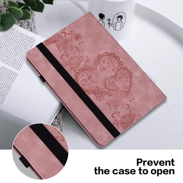 Alt view image 5 of 5 - TUOLISG Case for 7" All-New Kindle Paperwhite 12th Generation 2025/2024 & Kindle Colorsoft Signature Edition 2024 7.0 inch, Embossed Premium Leather Cover with Card Slot & Pen Holder, Pink