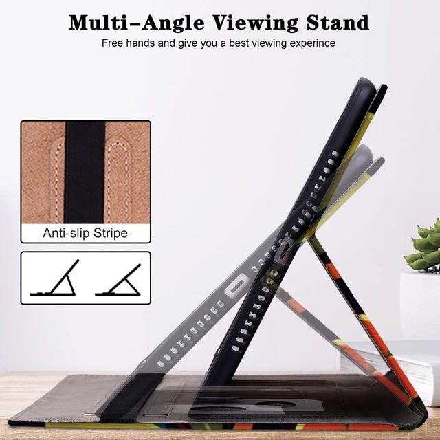 Alt view image 3 of 5 - TUOLISG for Kindle Fire HD 10 Case 9th/7th/5th Generation 10.1 Inch (2019/2017/2015), PU Leather Wallet Cover with Pen Holder, Elastic Band & Card Slots for Kindle Fire HD 10 Case - Watercolor