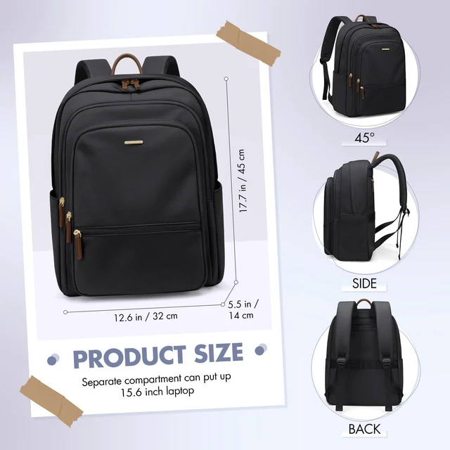 Alt view image 4 of 5 - GOLF SUPAGS 15.6 Inch Women's Laptop Backpack, Water Resistant Work College Travel Daypack, Everyday Commuter Bag for Teacher Nurse (Black)