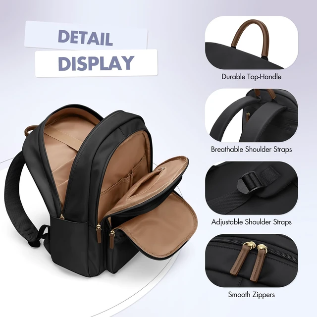 Alt view image 5 of 5 - GOLF SUPAGS 15.6 Inch Women's Laptop Backpack, Water Resistant Work College Travel Daypack, Everyday Commuter Bag for Teacher Nurse (Black)