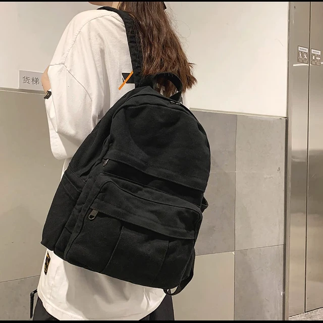 Alt view image 4 of 5 - GAXOS Laptop Backpack for Women Travel Canvas Backpack for Women Vintage Black Aesthetic Backpack for School