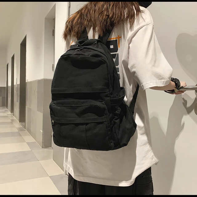 Alt view image 5 of 5 - GAXOS Laptop Backpack for Women Travel Canvas Backpack for Women Vintage Black Aesthetic Backpack for School
