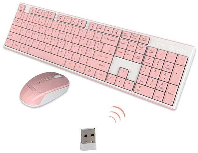 Main image of Wireless Keyboard Mouse Combo,2.4G USB Cordless Cute Lightweight Mute Chocolate Keyboard and Optical 800-1200-1600DPI Adjustable Mouse Set Office Game Home Use for Notebook Laptop Computer (Pin