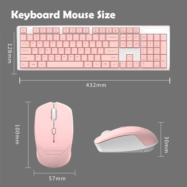 Alt view image 2 of 5 - Wireless Keyboard Mouse Combo,2.4G USB Cordless Cute Lightweight Mute Chocolate Keyboard and Optical 800-1200-1600DPI Adjustable Mouse Set Office Game Home Use for Notebook Laptop Computer (Pin