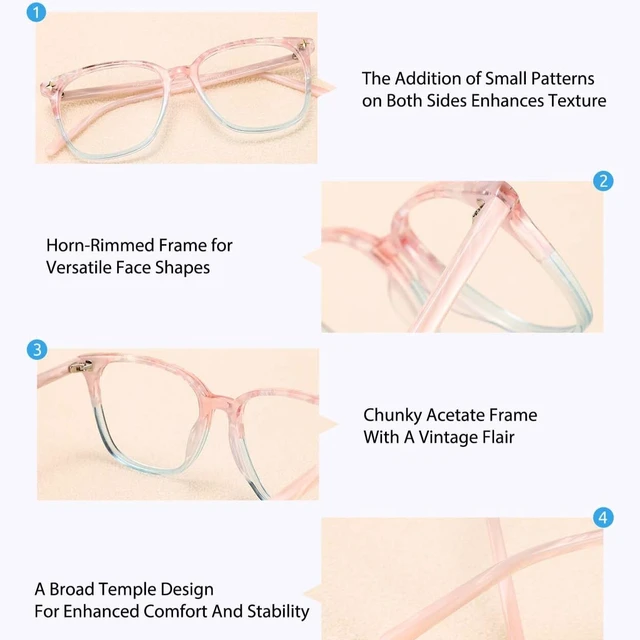 Alt view image 4 of 5 - Firmoo Blue Light Glasses for Women, Stylish Lightweight Metal Blue Light Blocking Glasses for Computer, TV,Judy162 (Pink, Pattern)