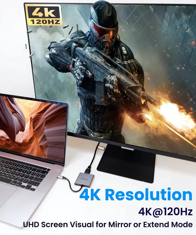 Alt view image 3 of 5 - USBC to HDMI 2.1 Adapter 4K120HZ with PD,USBC Multi-Port Laptop Docking Station for Monitor Extension Display, USB-C to USB-A 3.2 Converter 10Gbps,120Hz HDMI Aadapter for MacBook/iPad/Laptop/iPhone