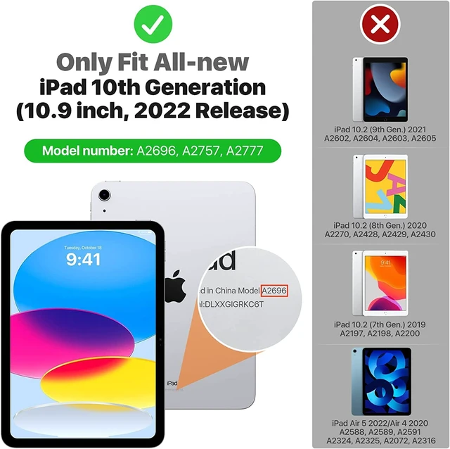 Alt view image 2 of 5 - Herize Case Compatible with iPad 11" (A16) 2025/10.9" (10th Gen) 2022