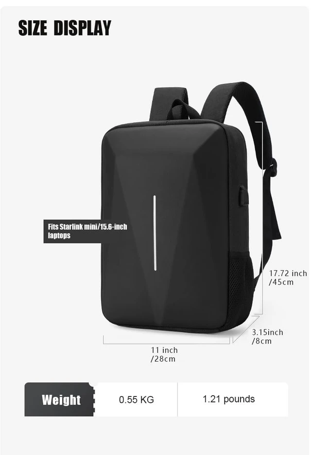 Alt view image 2 of 5 - HFLZBRO Bag for Starlink Mini - Storage Bag Case for Starlink Dish and All Accessories - Anti-theft Water-resistant Backpack (Black)