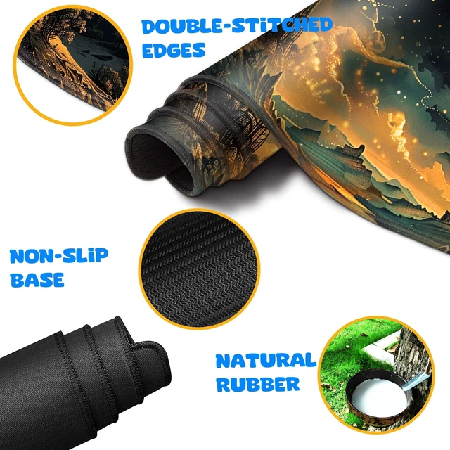 Alt view image 3 of 5 - HaoSiTeck 4-Piece Extended Large Mouse Pad Set for Women Men with Castle Night Design Includes 35.4 x 15.7 XXL Large Mouse Pad Keyboard Wrist Rest Mouse Wrist Support and Coaster for Office Home