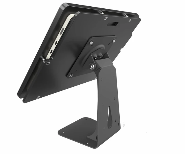 Alt view image 2 of 5 - TABcare Anti-Theft Acrylic Case with 360 Rotate 180 Swivel Metal Desktop Stand for MS Surface Pro 3/4/5/6/7 Tablet (Black)