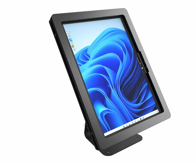 Alt view image 3 of 5 - TABcare Anti-Theft Acrylic Case with 360 Rotate 180 Swivel Metal Desktop Stand for MS Surface Pro 3/4/5/6/7 Tablet (Black)