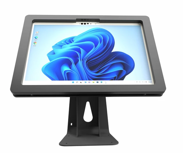 Alt view image 5 of 5 - TABcare Anti-Theft Acrylic Case with 360 Rotate 180 Swivel Metal Desktop Stand for MS Surface Pro 3/4/5/6/7 Tablet (Black)