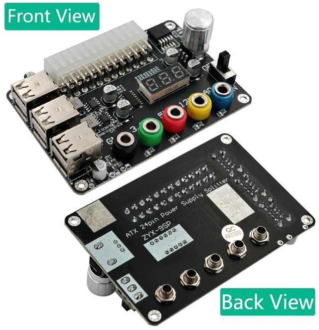 Alt view image 2 of 5 - ATX Power Supply Breakout Board with Adjustable Voltage Knob and 6- Port USB 2.0,and QC 2.0/QC 3.0, 3A Maximum Output