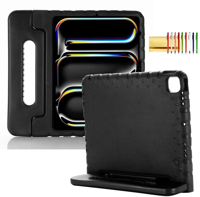 Main image of Kids Case for iPad Pro 13" 2025 (M5) 2024 (M4) & iPad Air 13" M4 M3 M2 Shockproof Case with Pencil Holder, Techcircle Handle Stand Light EVA Foam Bumper Protective Rugged Child Proof Cover, Black