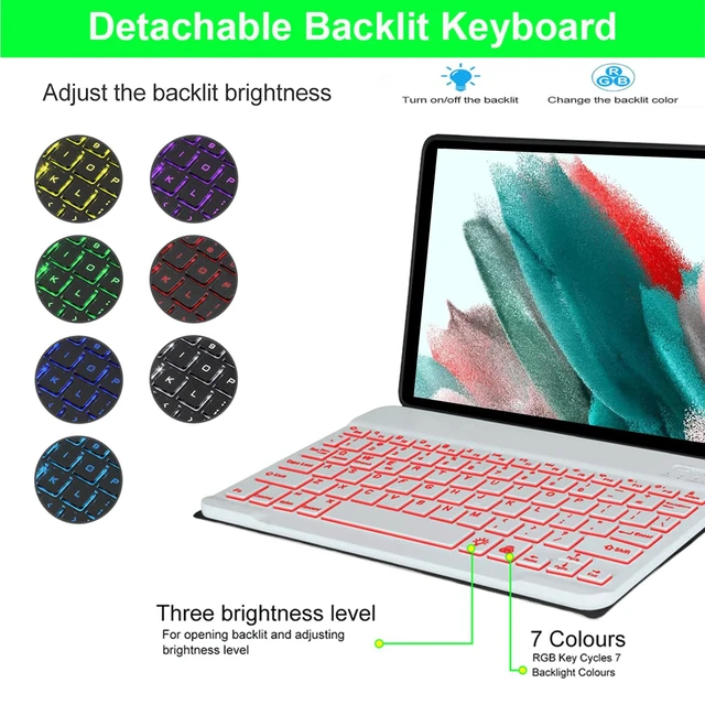 Alt view image 3 of 5 - HAASHADA Keyboard Case for Samsung Galaxy Tab S6 Lite 10.4" 2024 2022/2020(SM-P610/P613/P615/P619), Backlit Keyboard Case Detachable Slim Stand Cover S Pen Holder (Pink)