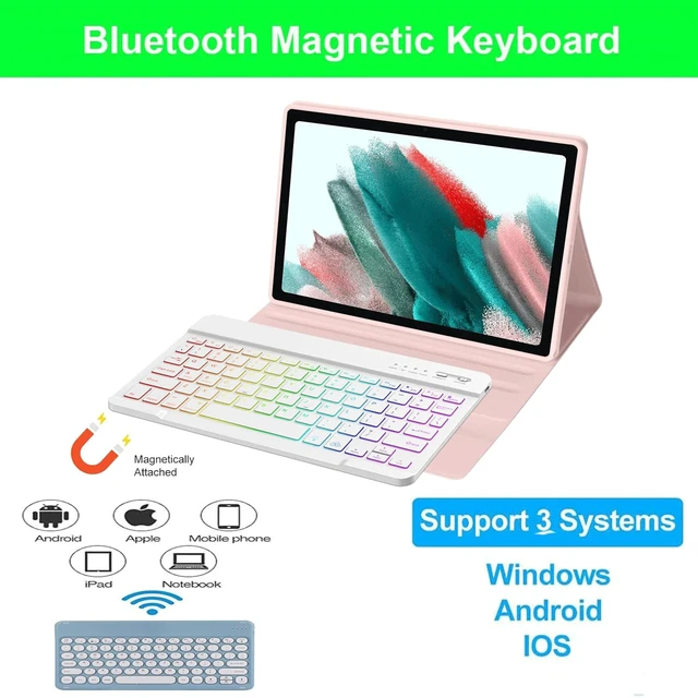 Alt view image 4 of 5 - HAASHADA Keyboard Case for Samsung Galaxy Tab S6 Lite 10.4" 2024 2022/2020(SM-P610/P613/P615/P619), Backlit Keyboard Case Detachable Slim Stand Cover S Pen Holder (Pink)