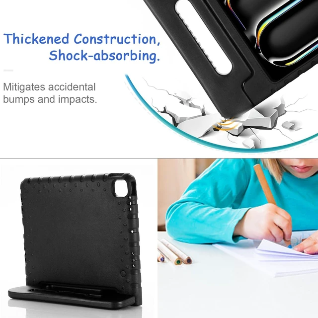 Alt view image 5 of 5 - Kids Case for iPad Pro 13" 2025 (M5) 2024 (M4) & iPad Air 13" M4 M3 M2 Shockproof Case with Pencil Holder, Techcircle Handle Stand Light EVA Foam Bumper Protective Rugged Child Proof Cover, Black