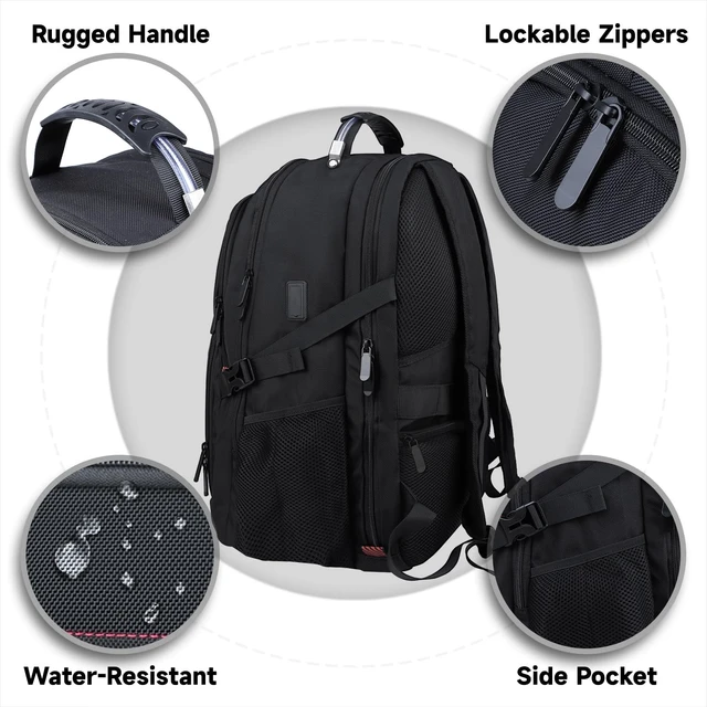 Alt view image 3 of 5 - tazbuzo 18.4 Inch Travel Laptop Backpack,Extra Large Backpack, Laptop Backpack for Men, 55L Water Resistant TSA Airline Approved Business Work College School Computer Bag with USB Port