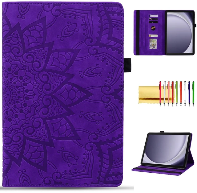 Main image of Folio Case for Samsung Galaxy Tab A9+ 11" 2023 SM-X210/X216/X218, Techcircle Mandala Embossed PU Leather Stand Soft TPU Back Cover Slim Elastic Band Protective Case w/Card Slots+Pen Holder, Purp